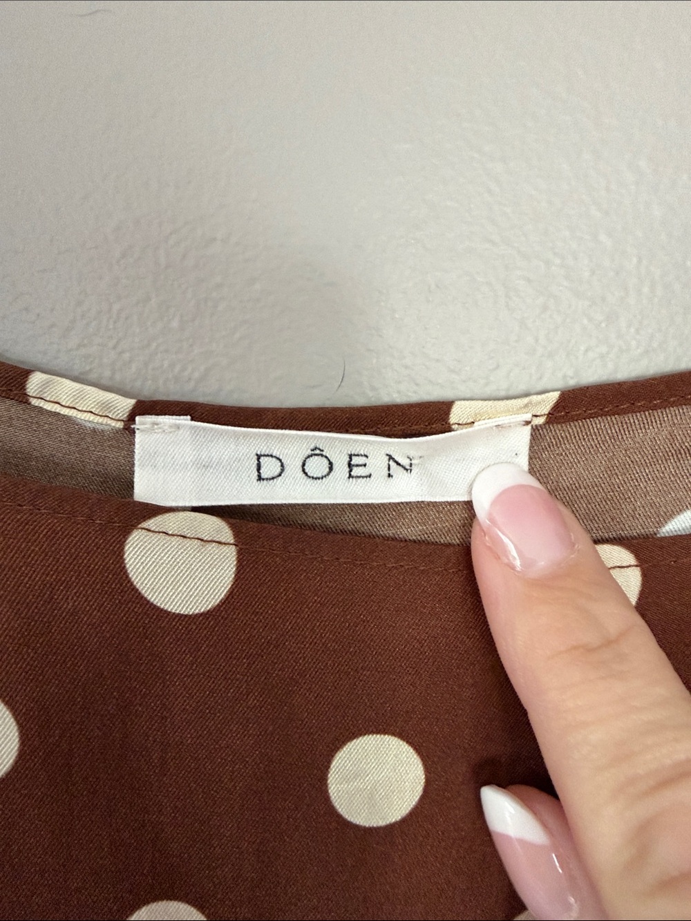 Doen Melina Dress Georgine Dot Small Brown Ivory Polka Dot Silk Retro Cottage - Picture 2 of 14